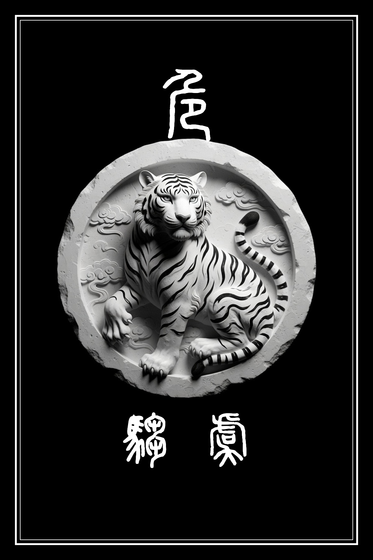 危宿 騶虞 黑白雷雕圖騰
